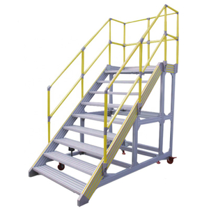 Escalera de plataforma de trabajo de extrusión de aluminio con riel de seguridad para mantenimiento de máquinas móviles personalizadas